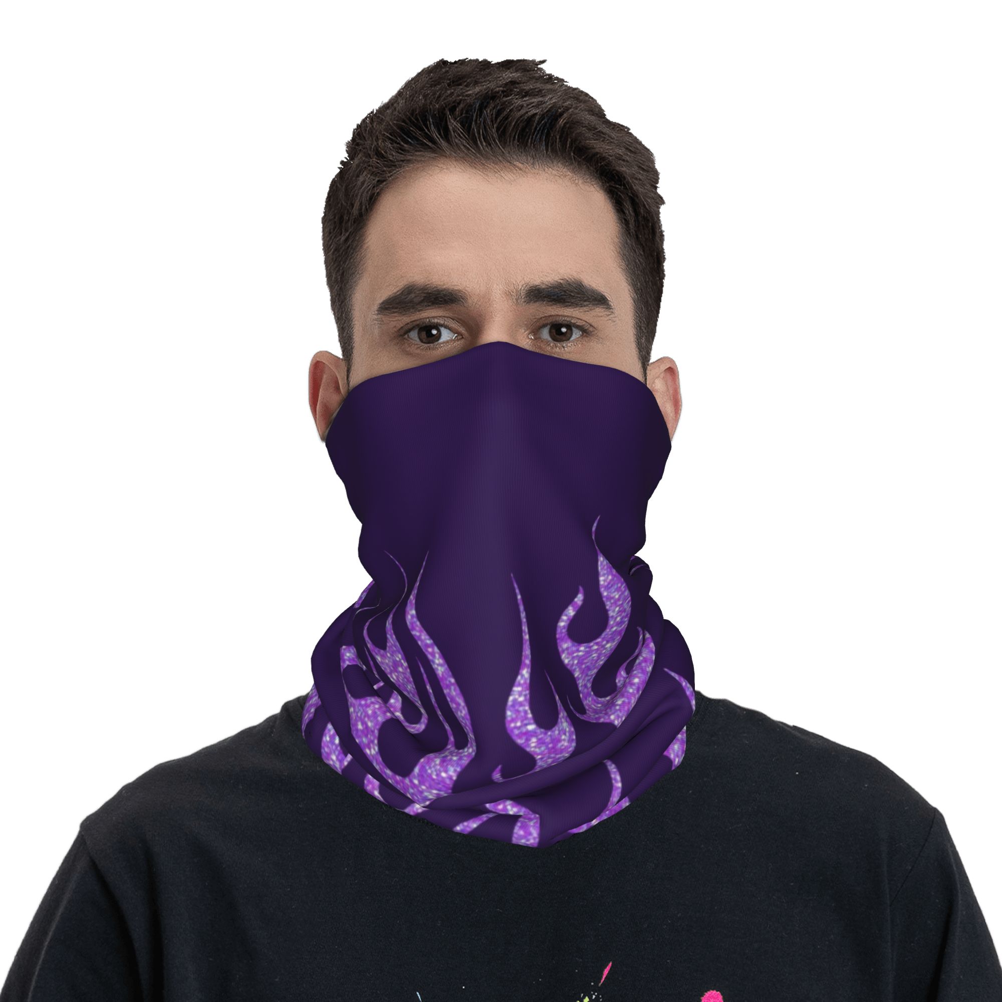 Custom Purple Glitter Flames B - Neck Gaiter Face Cover recension och pris
