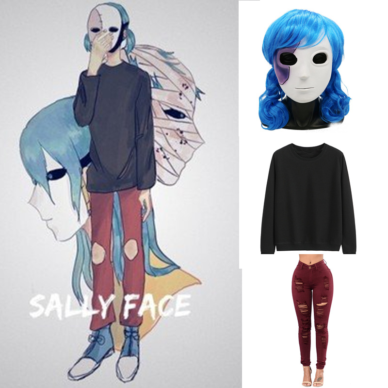 Hot  Anime Game Sally Face Cos - Black Face Mask Pack recension och pris