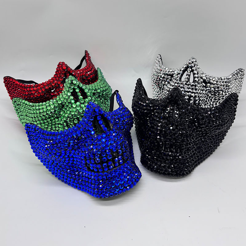 Rhinestone Half Skull Mask for - Respirator Half Face recension och pris