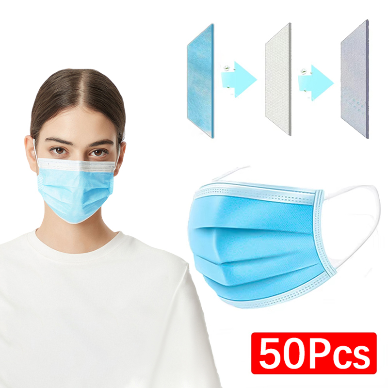 50Pcs 3-layer Mask Face Masks  - Black Face Mask Pack recension och pris