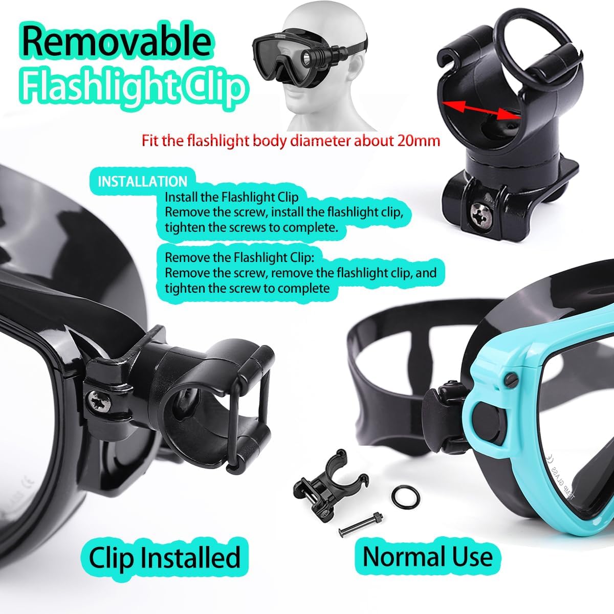 Scuba Diving Mask with flashli - Silicone Mask Bracket recension och pris